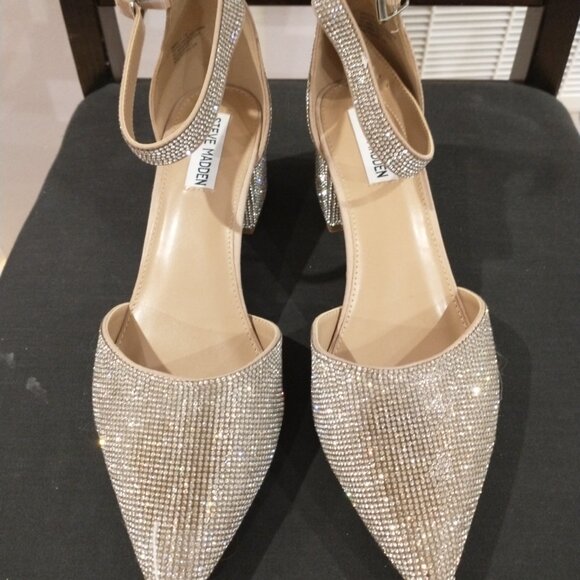 Steve Madden Silver Rhinestone Evening Shoes Size 11 - Picture 1 of 8